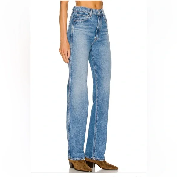 GRLFRND Sara jeans Super High Rise Slim Straight Rambla blue Revolve 25 new - Picture 4 of 15